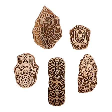 Set of 5 Piece New Mix Wooden Printing Block